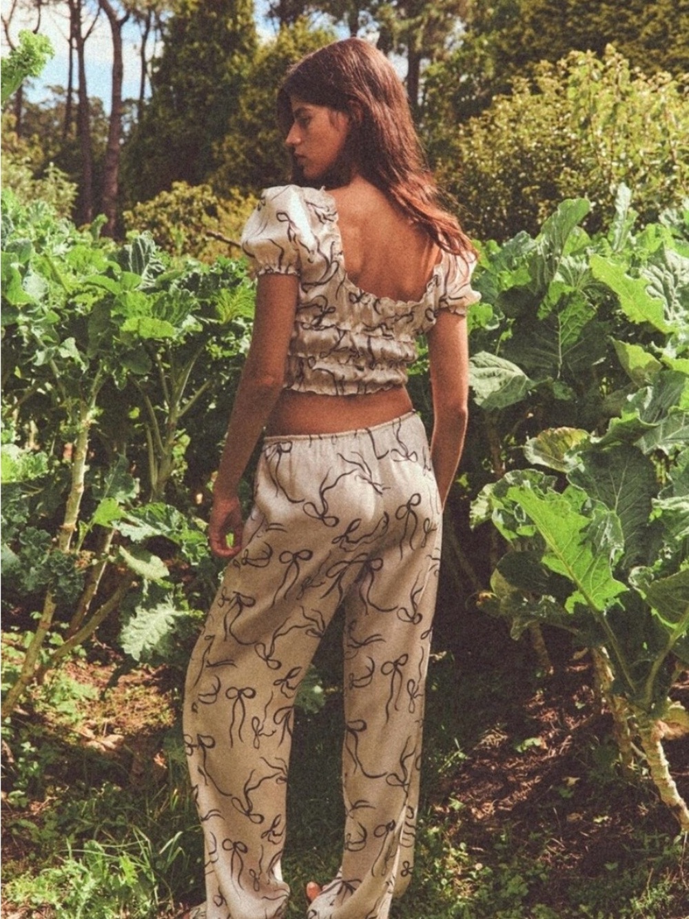 Zara Cream Wide-Leg Printed Pants and top set !
